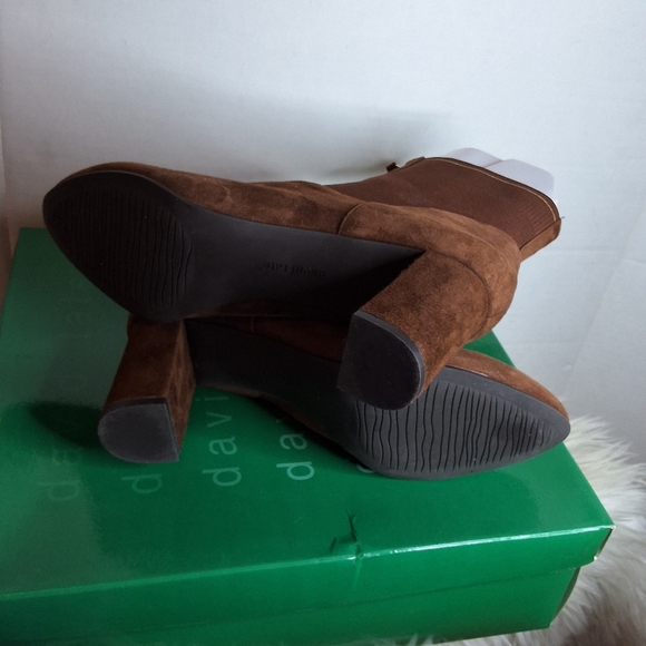 David Tate Monique  Brown Heeled Boots with Suede Finish And Stretch 8.5 NIB - Picture 6 of 11